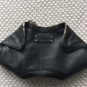 Black leather clutch
